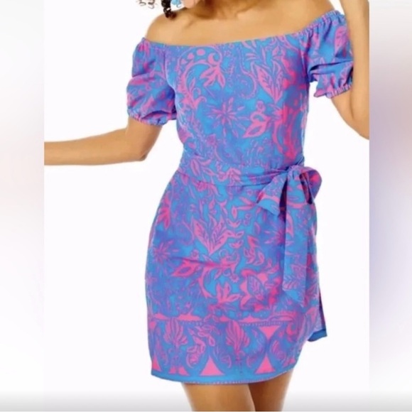 Lilly Pulitzer off the shoulder romper aurora pink - Picture 2 of 5